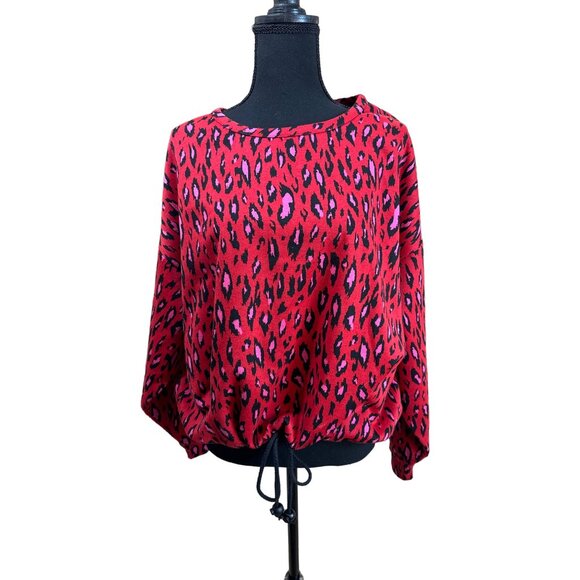 Eva Franco Dash Sweatshirt Pink Red Tigress Women 10 Red Animal Print Pullover - Picture 3 of 10